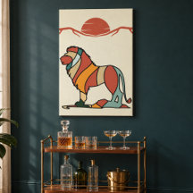 Impression sur toile d'art mural faune lion coloré