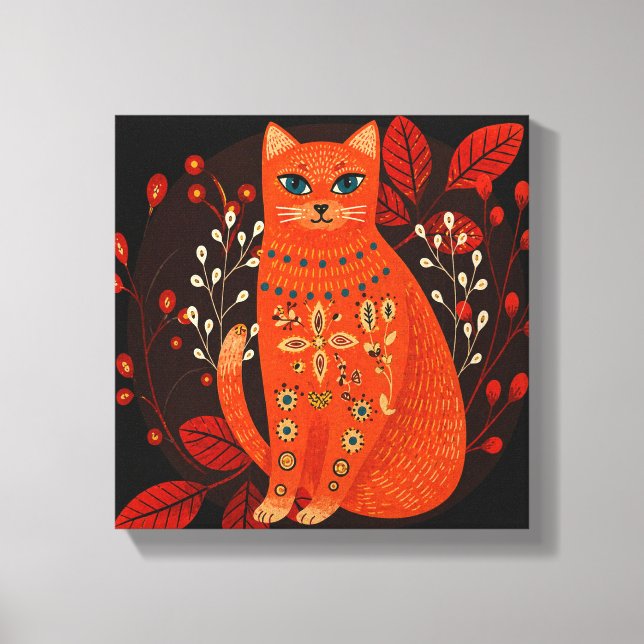 Impression sur toile d'art populaire de chat orang (Recto)