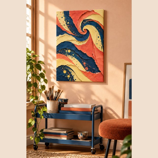 Impression sur toile de Carnaval en papier (12 x 18 inch unframed canvas. Torn-paper texture is flat printed art. Scene props not included.)