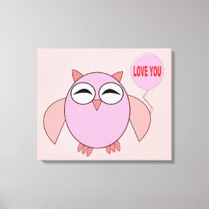 Impression sur toile de chouette rose mignonne je