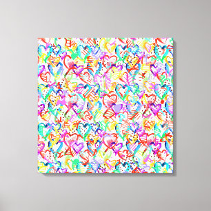 Impression sur toile de coeurs abstraits colorés m