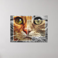Impression sur toile de collage de visage de chat 