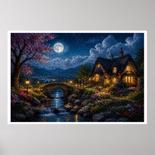 Impression sur toile de Cottage Enchanté au Clair