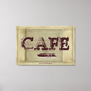 Impression sur toile de cuisine de café rustique -