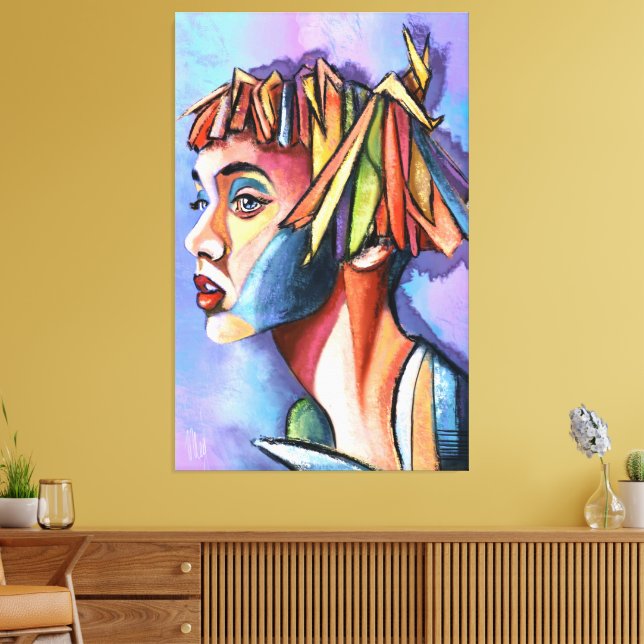 Impression sur toile de dame d'art cubiste (Insitu(Salon))