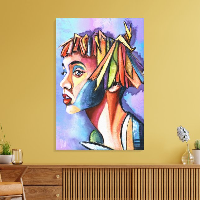 Impression sur toile de dame d'art cubiste (Insitu(Salon))