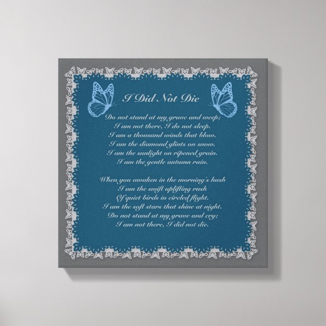 Impression sur toile de deuil Je ne suis pas mort (Recto)