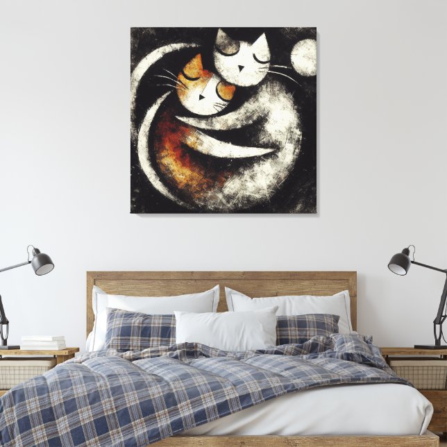 Impression sur toile de deux chats s'étreignant –  (Insitu(Chambre))