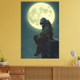 Impression sur toile de fantasy de barde demi-orqu
