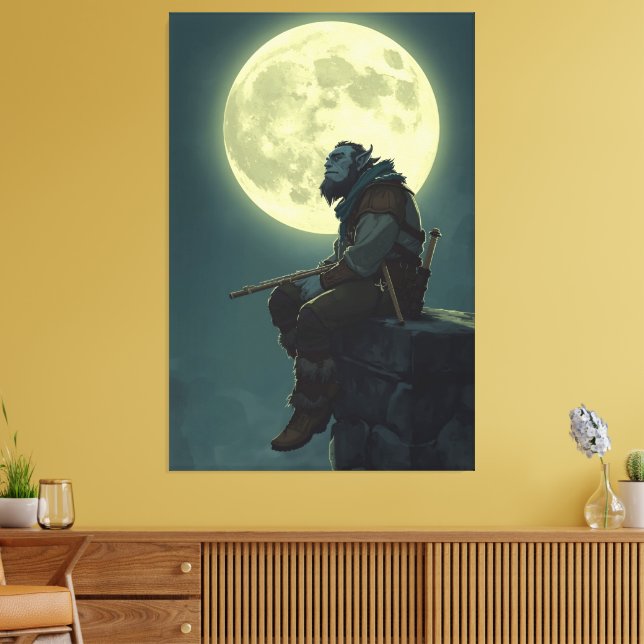Impression sur toile de fantasy de barde demi-orqu (Insitu(Salon))