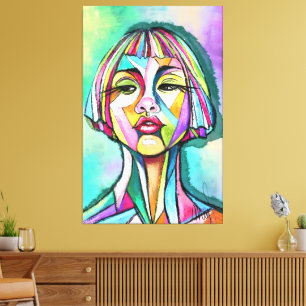 Impression sur toile de femme dans le style cubist