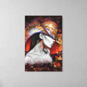 Impression sur toile de femme d'automne