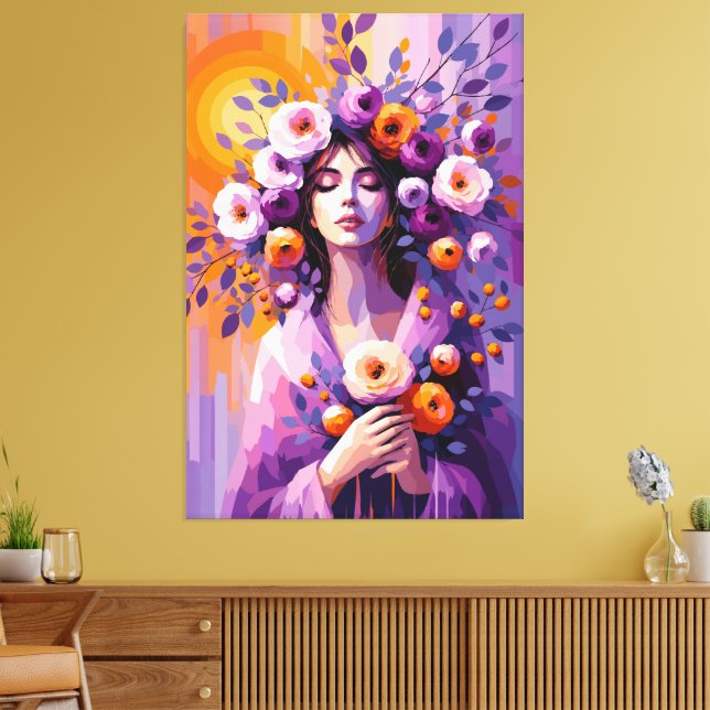 Impression sur toile de femme florale boho (Insitu(Salon))