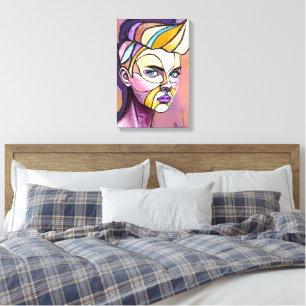 Impression sur toile de femme punk colorée