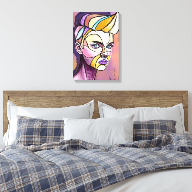Impression sur toile de femme punk colorée (Insitu(Chambre))