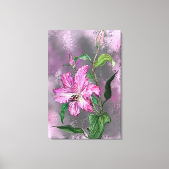 Impression sur toile de fleurs de lys rose pourpre (Recto)