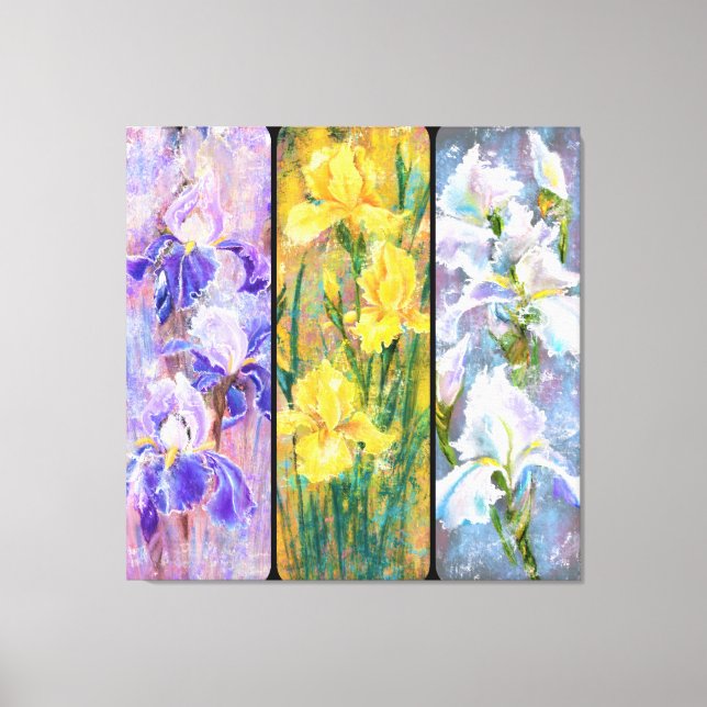 Impression sur toile de fleurs d'iris colorés (Recto)