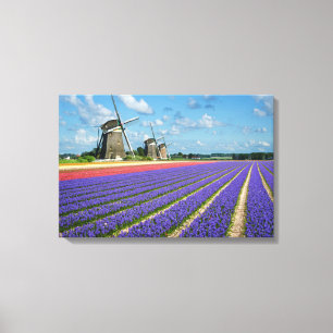 Impression sur toile de fleurs et moulins à vent