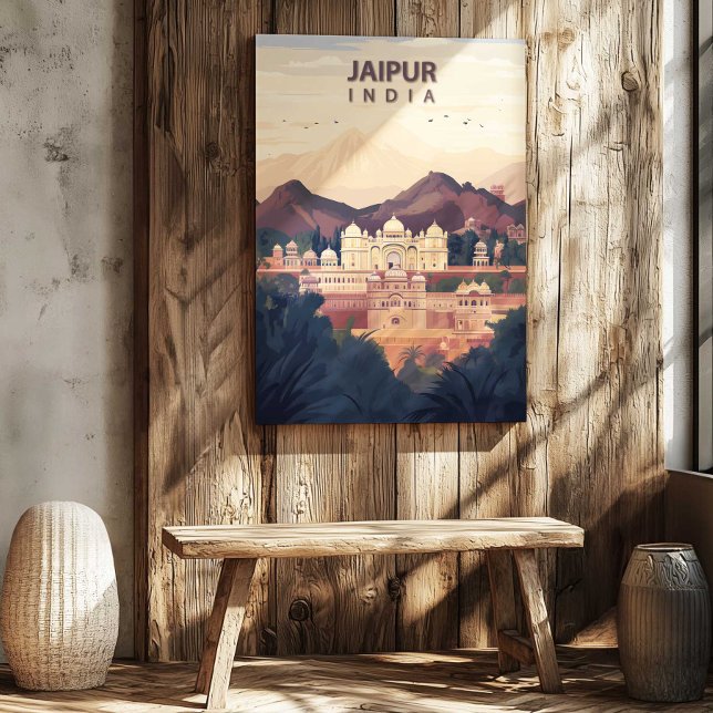 Impression sur toile de Jaipur Inde Poster de voya (Jaipur India Canvas Print Travel Poster Wall Art by TinkPrints)