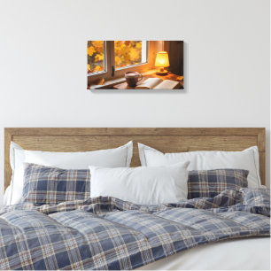 Impression sur toile de la fenêtre cosy d'automne