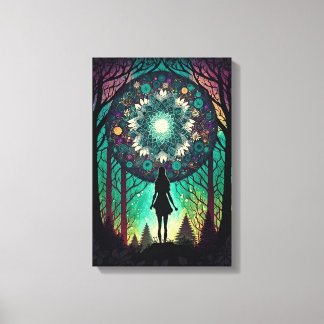 Impression sur toile de la forêt mandala psychédél (Recto)