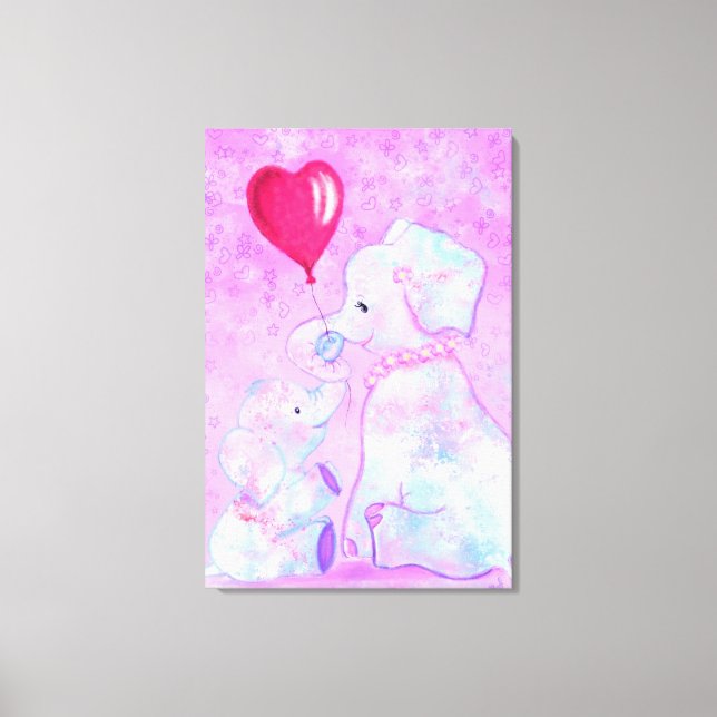 Impression sur toile de la maman éléphant et bébé (Recto)