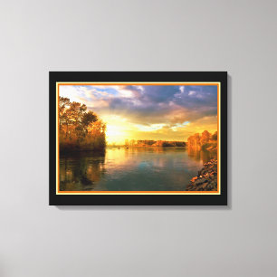 Impression sur toile de la rivière ensoleillée dor