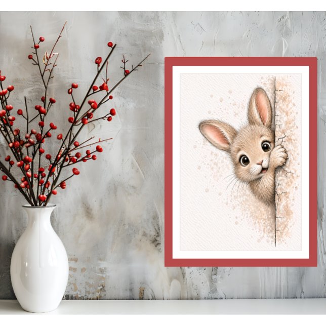Impression sur toile de lapin mignon qui regarde - (Créateur téléchargé)