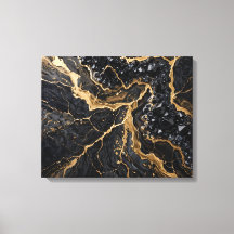 Impression sur toile de luxe en marbre noir et or