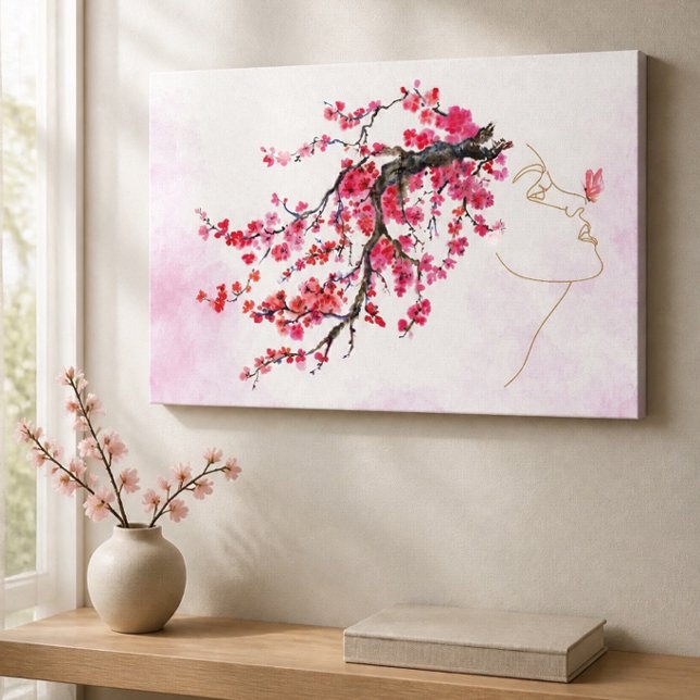 Impression sur toile de Mère aux fleurs de cerisie (Créateur téléchargé)