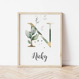 Impression sur toile de monogramme de lettre N pou
