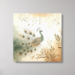 Impression sur toile de paon majestueux – Plumes v
