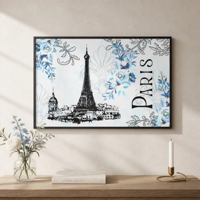 Impression sur toile de Paris en bleu (Créateur téléchargé)