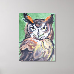 Impression sur toile de peinture de hibou cornu sa