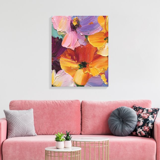 Impression sur toile de peinture florale vibrante  (Insitu(Salon))