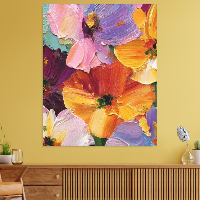 Impression sur toile de peinture florale vibrante  (Insitu(Salon))