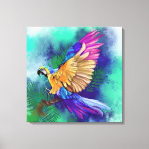 Impression sur toile de perroquet coloré magnifiqu
