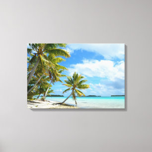 Impression sur toile de plage de palmiers tropicau