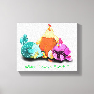 Impression sur toile de poulets drôles - Texte per