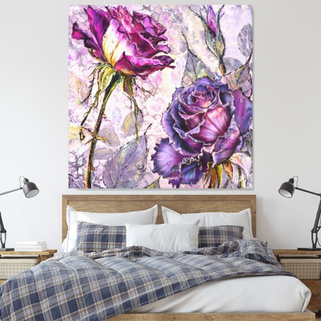 Impression sur toile de roses violettes (Insitu(Chambre))
