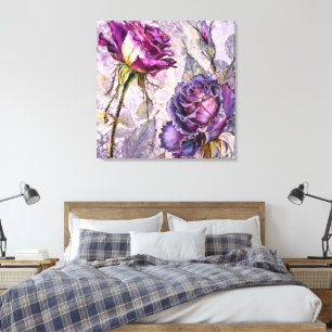 Impression sur toile de roses violettes