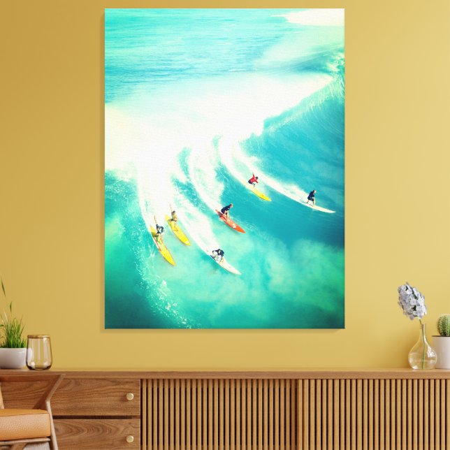 Impression sur toile de surfeurs sur une vague  (Insitu(Salon))