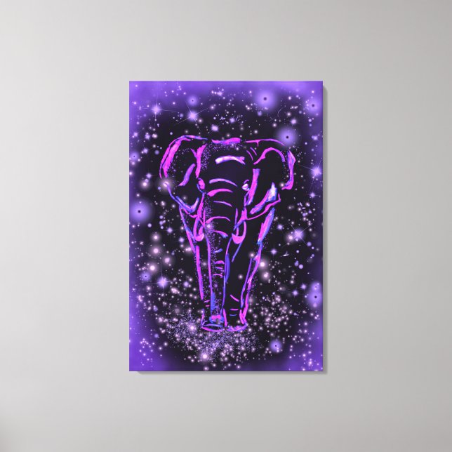 Impression sur toile d'éléphant Violet Rose Nuit é (Recto)