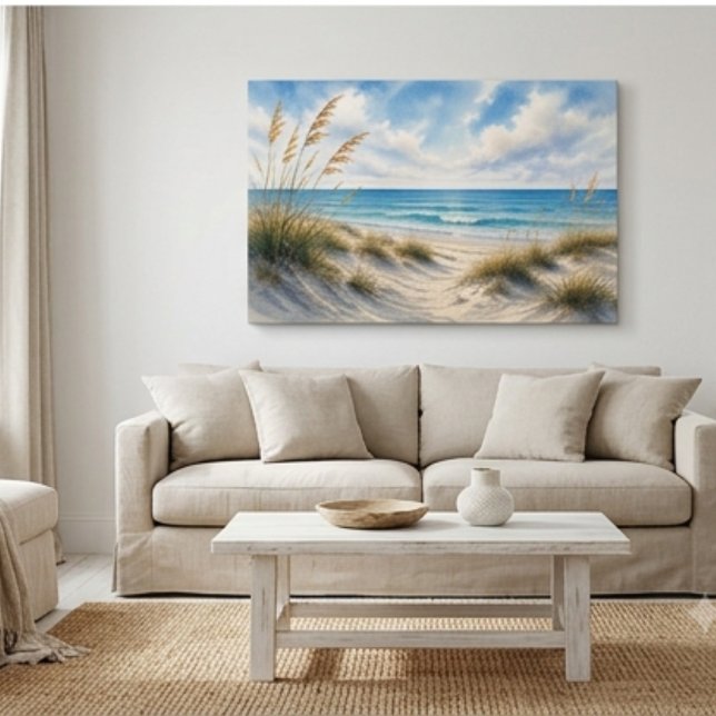 Impression sur toile d'herbe côtière | Océan Horiz (Créateur téléchargé)
