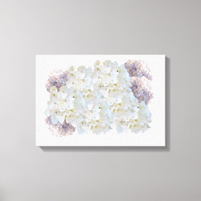 Impression sur toile d'hortensias blancs et roses (Recto)