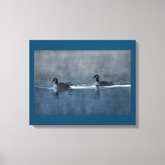 Impression sur toile d'oies du Canada sur le lac (Recto)