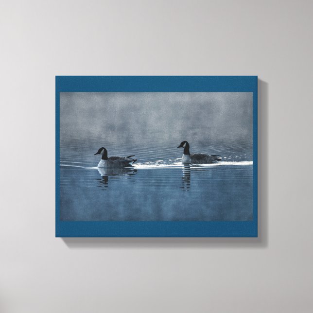 Impression sur toile d'oies du Canada sur le lac (Recto)