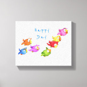 Impression sur toile d'oiseaux colorés en vol