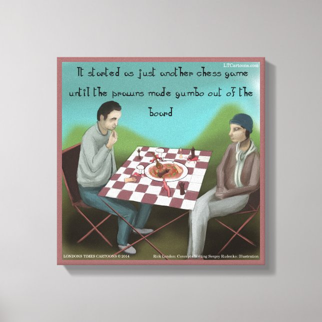 Impression sur toile drôle d'échecs cajun (Recto)
