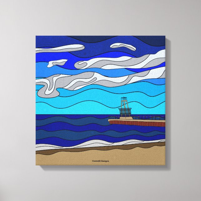 Impression sur toile du lac Michigan (40,64 cm x 4 (Recto)